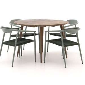 Manifesto Cavone/ROUGH-K ø 115cm dining tuinset 5-delig stapelbaar - Laagste prijsgarantie!