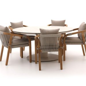 Bellagio Perzano/La Fonte ø 150cm dining tuinset 6-delig stapelbaar - Laagste prijsgarantie!
