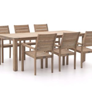 ROUGH-S 220cm dining tuinset 7-delig stapelbaar - Laagste prijsgarantie!