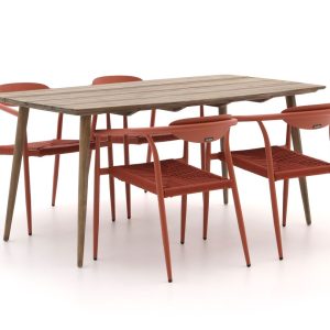 Manifesto Cavone/ROUGH-K 160cm dining tuinset 5-delig stapelbaar - Laagste prijsgarantie!
