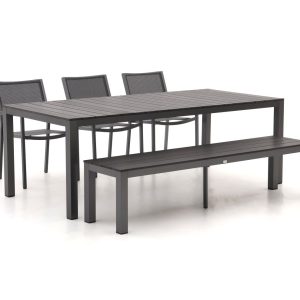 Bellagio Roma/Fidenza 220cm dining tuinset met bank 5-delig stapelbaar - Laagste prijsgarantie!