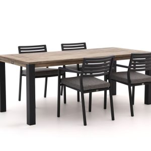 Bellagio Rumo/ROUGH-S 160cm dining tuinset 5-delig stapelbaar - Laagste prijsgarantie!