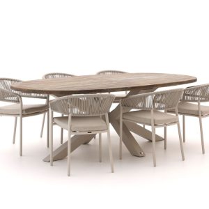 Bellagio Nova Siri/ROUGH-Y Ellips 240cm dining tuinset 7-delig stapelbaar - Laagste prijsgarantie!